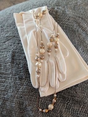 Ara Pearl and Gold-Tone Bead Long Necklace